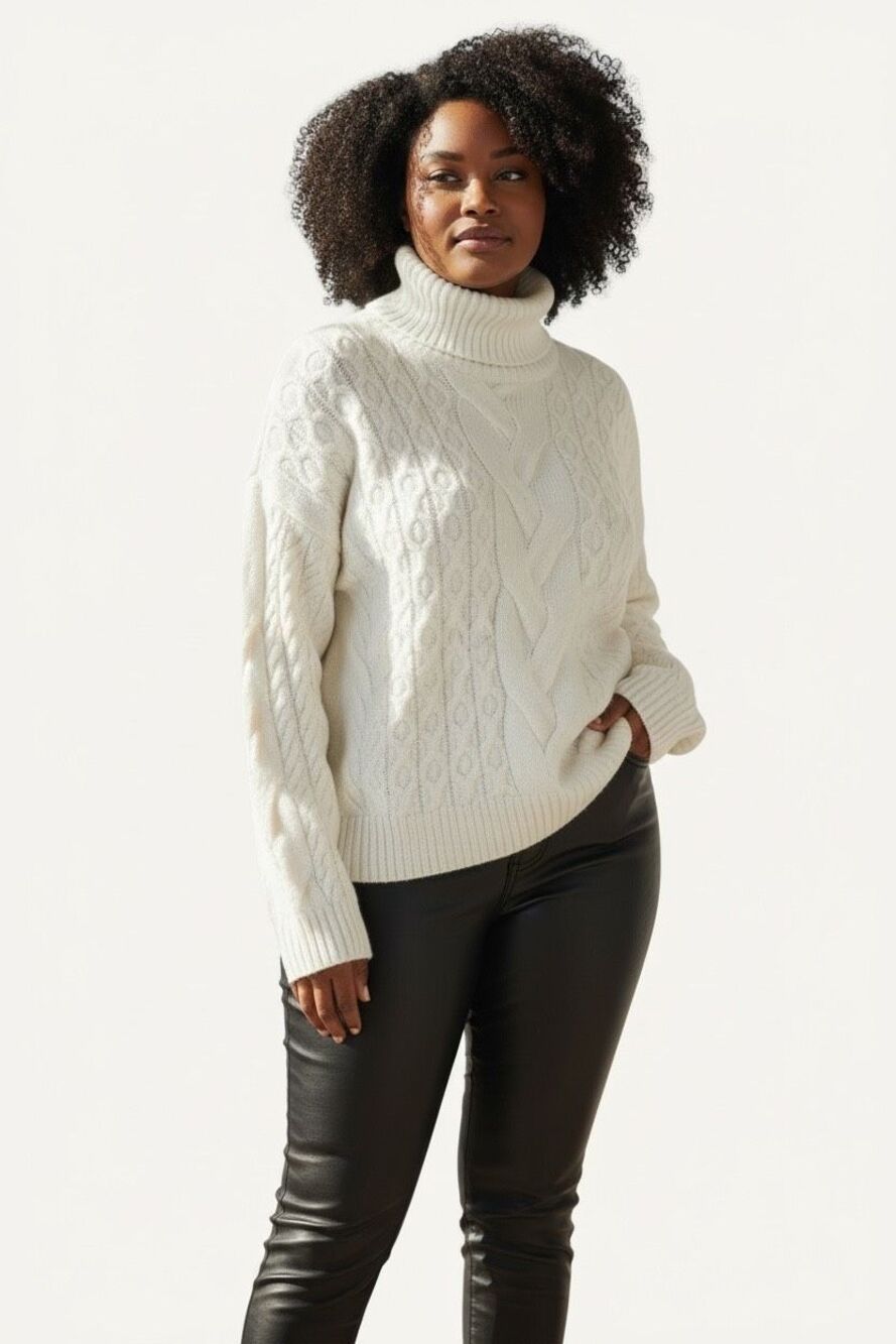 ALFANI Womens Cream Sweater XL